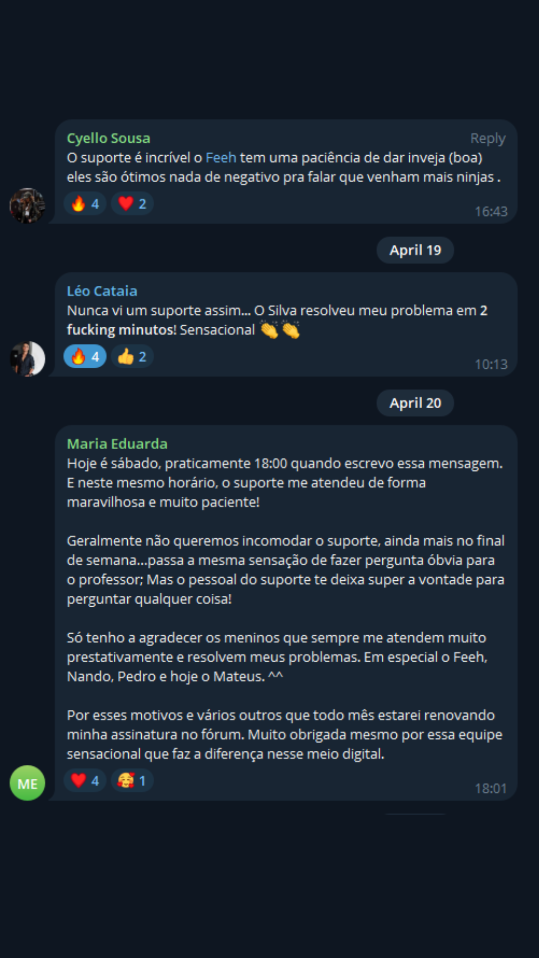Depoimento de membro do NinjaBr